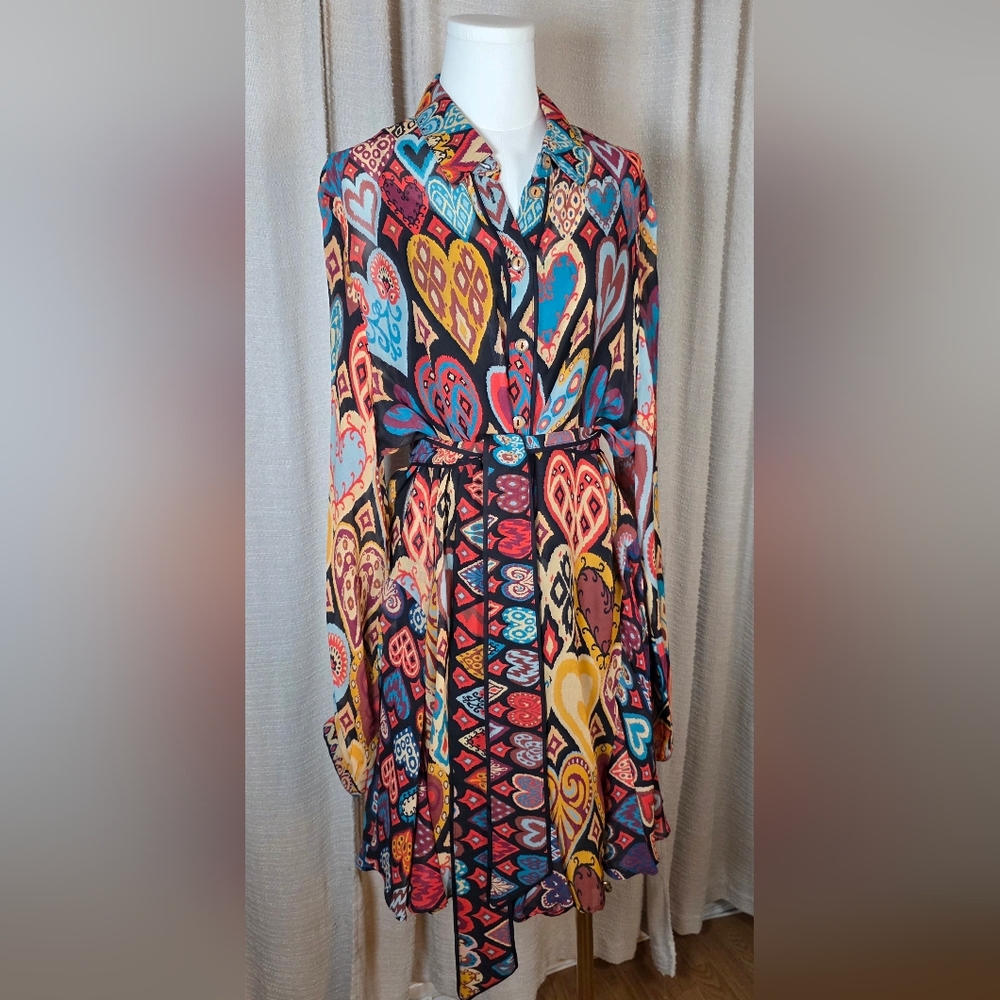 FARM Rio Colorful Heart Long Sleeve Dress - Picture 7 of 17
